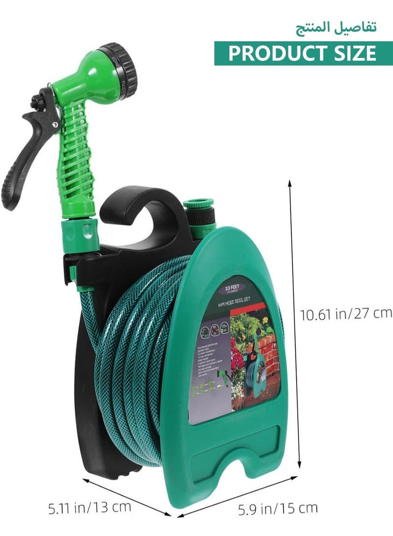 خرطوم مياه للحديقة بطول 10 متر مع حامل حائط وفوهة رش بـ7 وظائف، خرطوم مقوى عالي الضغط 3/8 بوصة للري وغسيل السيارات - Image 3